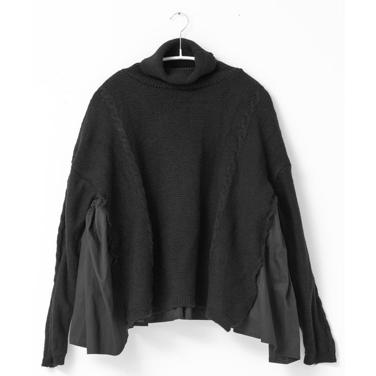 デザイン性の高い大人ニット。異素材切替タートルニット ニット プルオーバー | HAPPY急便 by VERITA.JP | 詳細画像5 