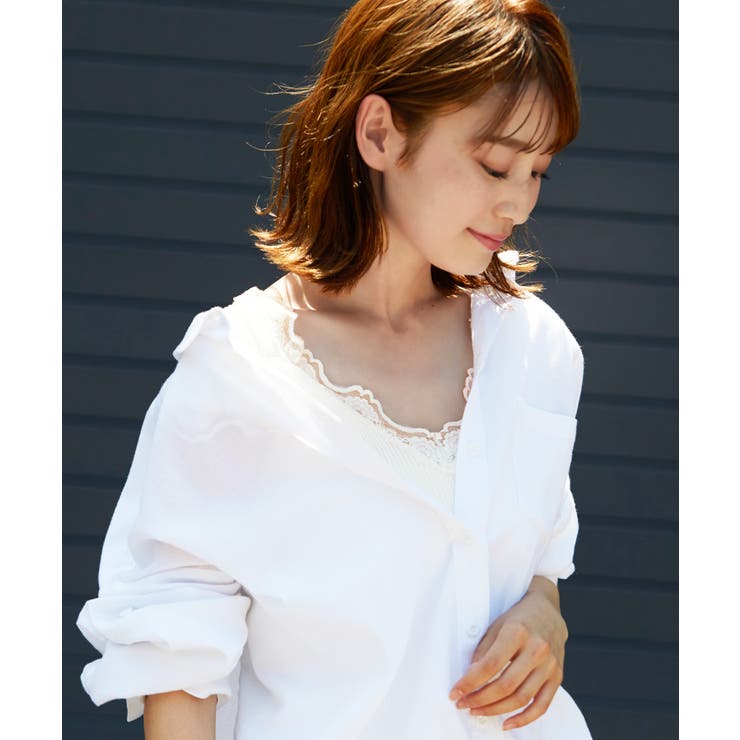 ちらりと見せる、華やかレース。レース付きタンクトップ タンクトップ