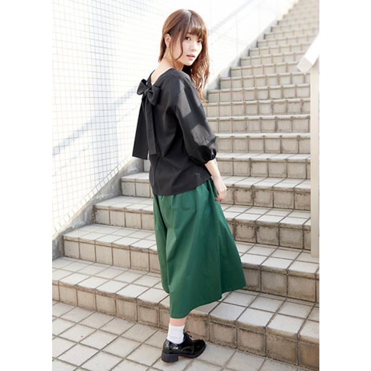 ANAYI バックリボン パフスリーブブラウス 黒 KOEISTORE フォーマル サブバッグ パーティーバッグ 大きめ 黒