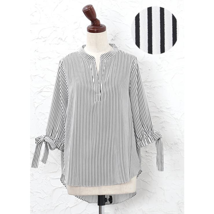 旬度満点！爽やかで知的な女っぽさを。袖リボン スキッパーブラウス ブラウス | HAPPY急便 by VERITA.JP | 詳細画像2 