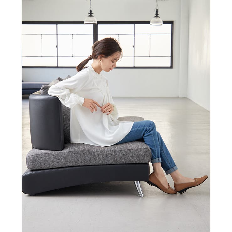 大人の甘さをひとつ。ネックギャザーブラウス ブラウス シャーリング