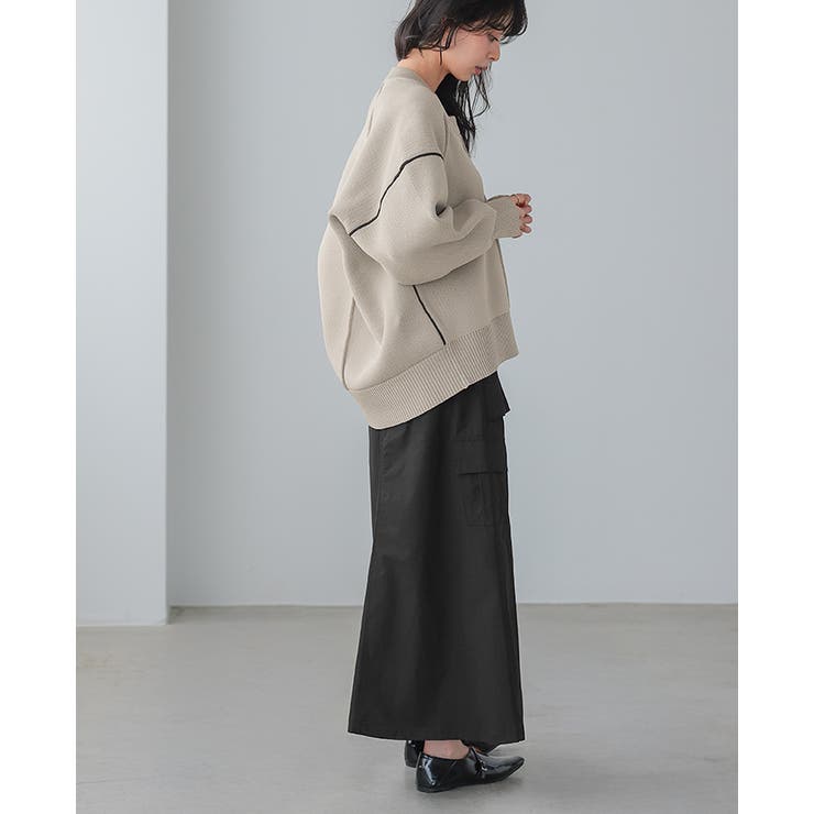 立体的なゆったりシルエット。ダンボールニット配色コクーントップス ニット セータ… | HAPPY急便 by VERITA.JP | 詳細画像10 