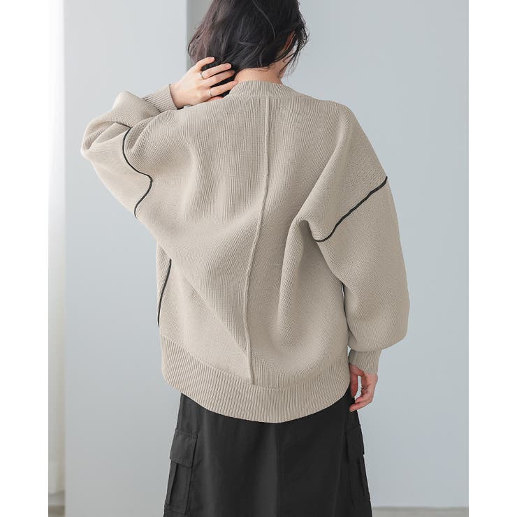 立体的なゆったりシルエット。ダンボールニット配色コクーントップス ニット セータ… | HAPPY急便 by VERITA.JP | 詳細画像11 