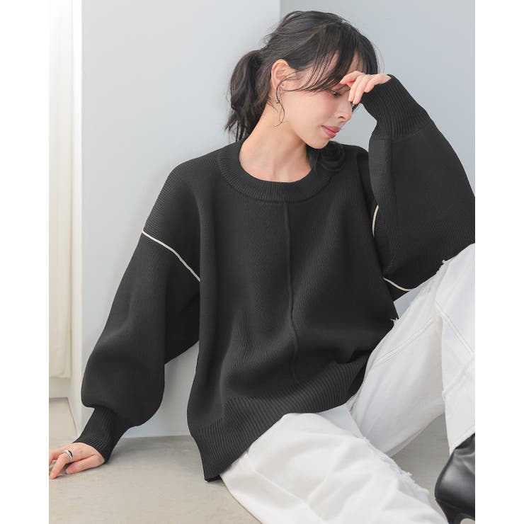 立体的なゆったりシルエット。ダンボールニット配色コクーントップス ニット セータ… | HAPPY急便 by VERITA.JP | 詳細画像17 