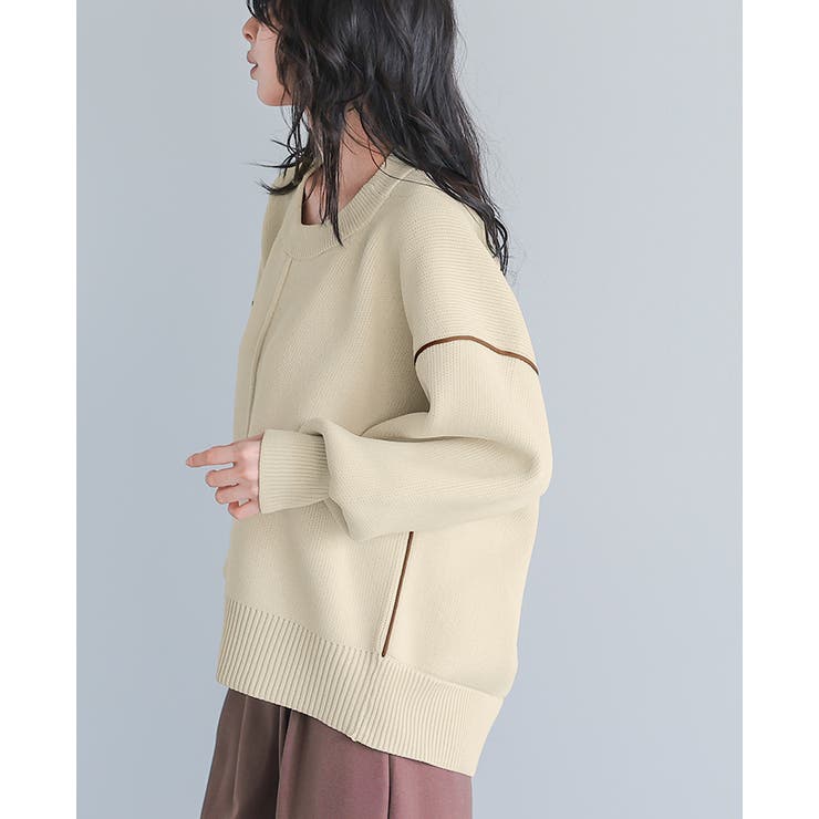 立体的なゆったりシルエット。ダンボールニット配色コクーントップス ニット セータ… | HAPPY急便 by VERITA.JP | 詳細画像6 