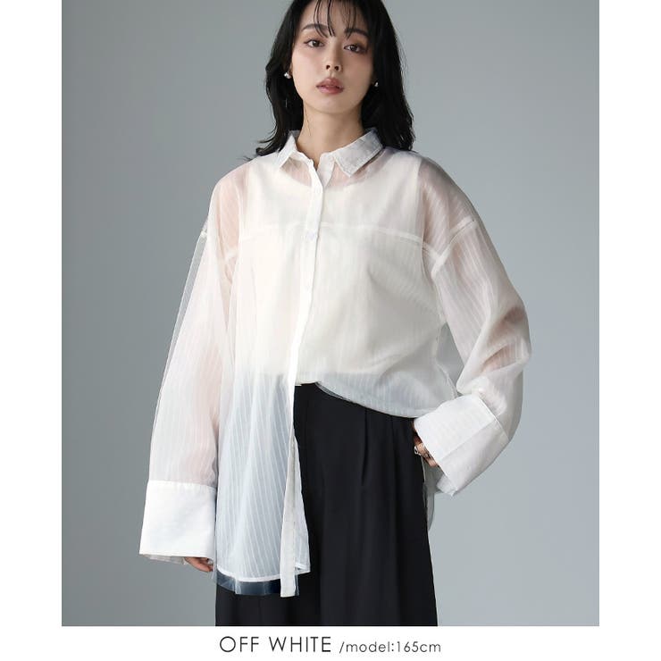 纏うだけで洗練される大人アイテム。ストライプチュールシアーブラウス シャツ 春ブ… | HAPPY急便 by VERITA.JP | 詳細画像10 