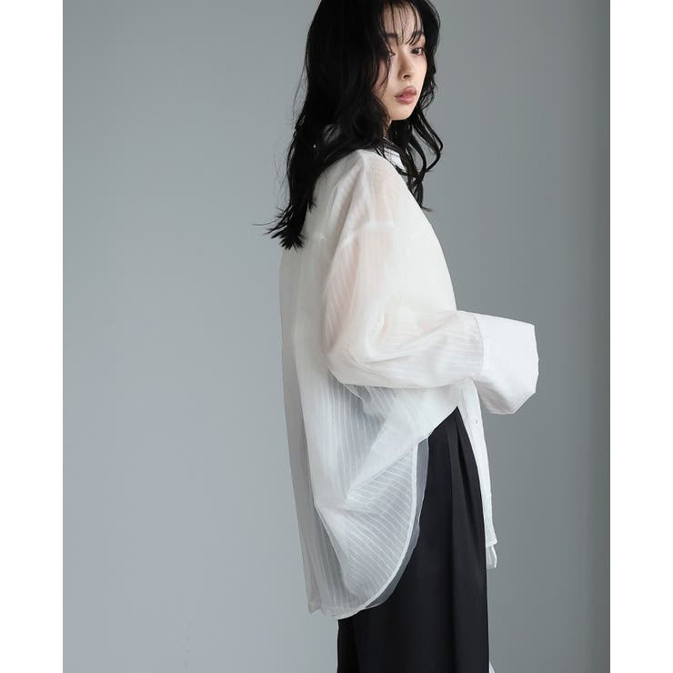 纏うだけで洗練される大人アイテム。ストライプチュールシアーブラウス シャツ 春ブ… | HAPPY急便 by VERITA.JP | 詳細画像11 