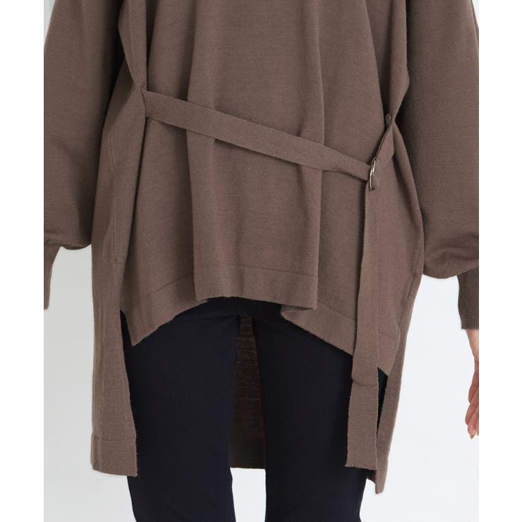 ベルトでコーデをクールに変える。フロントベルト付きニットチュニック ニット | HAPPY急便 by VERITA.JP | 詳細画像10 