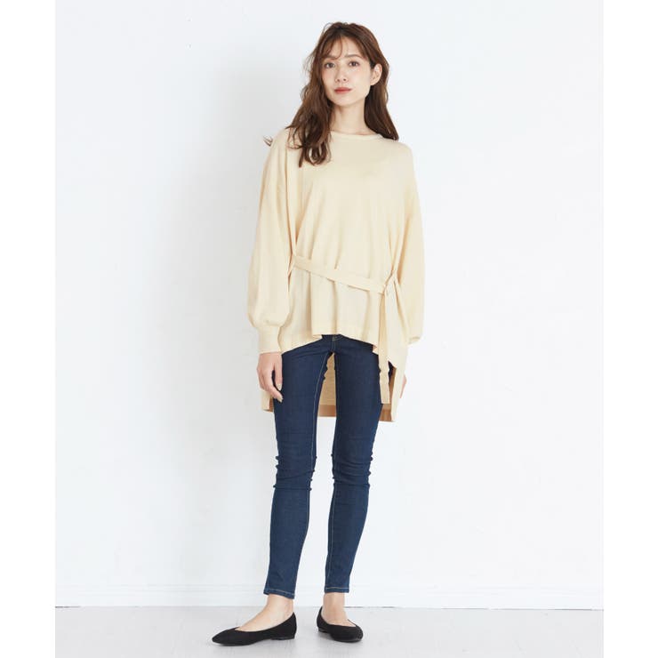 ベルトでコーデをクールに変える。フロントベルト付きニットチュニック ニット | HAPPY急便 by VERITA.JP | 詳細画像19 