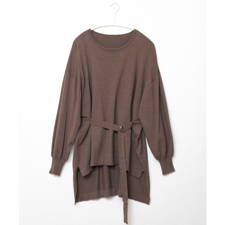 ベルトでコーデをクールに変える。フロントベルト付きニットチュニック ニット | HAPPY急便 by VERITA.JP | 詳細画像5 