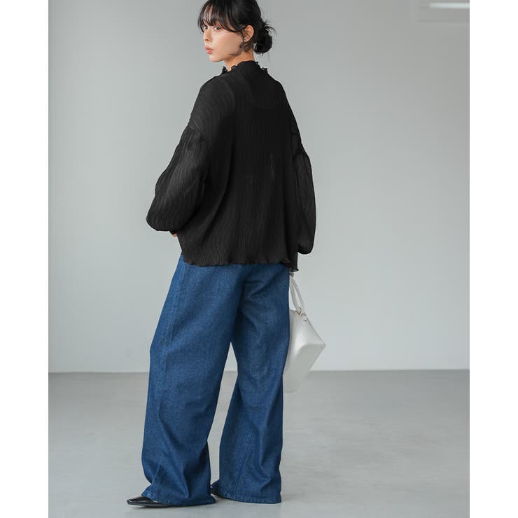 立体感で魅せる大人のプリーツ。ランダムプリーツボトルネックトップス ブラウス ト… | HAPPY急便 by VERITA.JP | 詳細画像10 