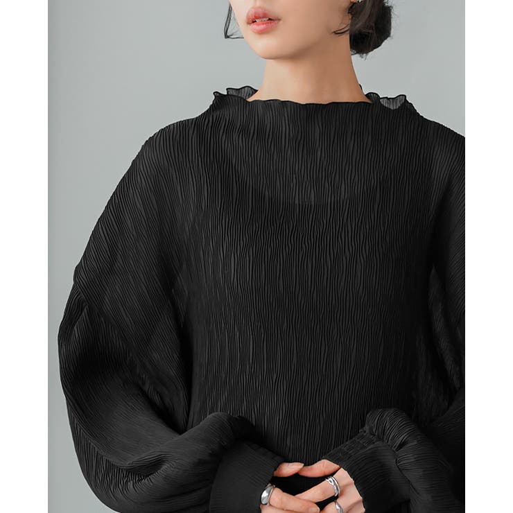 立体感で魅せる大人のプリーツ。ランダムプリーツボトルネックトップス ブラウス ト… | HAPPY急便 by VERITA.JP | 詳細画像11 