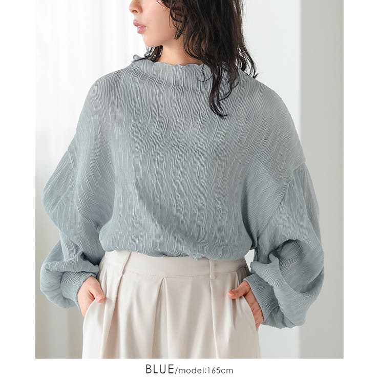 立体感で魅せる大人のプリーツ。ランダムプリーツボトルネックトップス ブラウス ト… | HAPPY急便 by VERITA.JP | 詳細画像16 