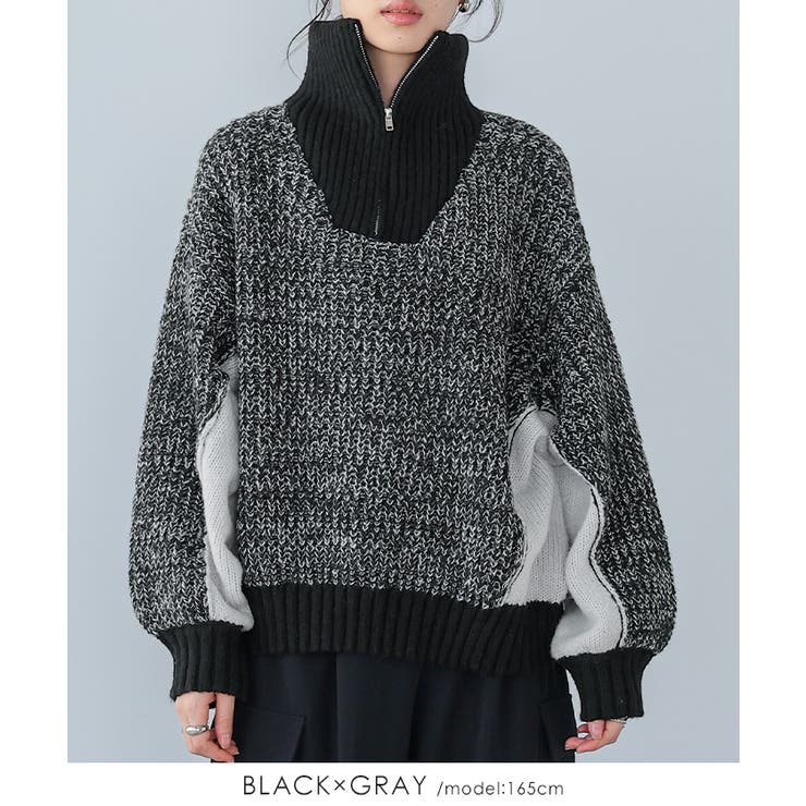 旬のあったかニット。配色ハーフジップニット ニット セーター | HAPPY急便 by VERITA.JP | 詳細画像14 