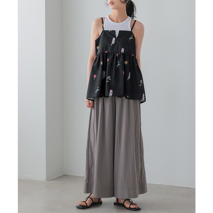 Lil Ambition フラワープリントキャミソール Shirring Flower Bustier（キャミソール）｜Lil Ambition（リル