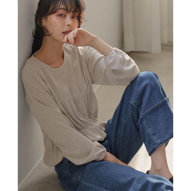 くしゅっとさせて美シルエット。シャーリングトップス カットソー ロンT | HAPPY急便 by VERITA.JP | 詳細画像14 