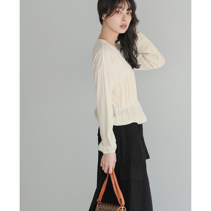 くしゅっとさせて美シルエット。シャーリングトップス カットソー ロンT | HAPPY急便 by VERITA.JP | 詳細画像16 