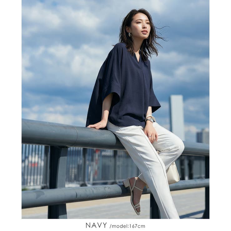 ひんやり快適。接触冷感ウェーブジョーゼットスキッパーブラウス シャツ ブラウス | HAPPY急便 by VERITA.JP | 詳細画像21 