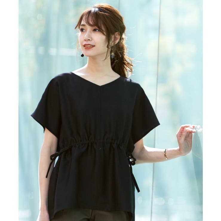 ブラック | キュッと引き締め、美シルエット。ウエストドロストプルオーバー プルオーバー | HAPPY急便 by VERITA.JP