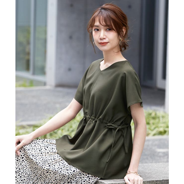 カーキ | キュッと引き締め、美シルエット。ウエストドロストプルオーバー プルオーバー | HAPPY急便 by VERITA.JP