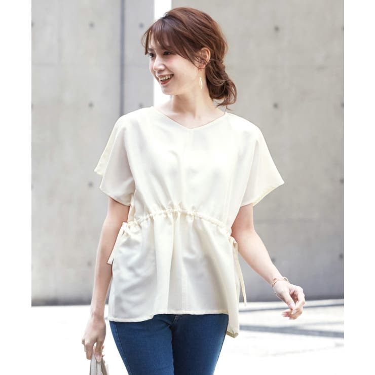 オフホワイト | キュッと引き締め、美シルエット。ウエストドロストプルオーバー プルオーバー | HAPPY急便 by VERITA.JP