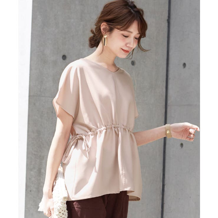 ベージュ | キュッと引き締め、美シルエット。ウエストドロストプルオーバー プルオーバー | HAPPY急便 by VERITA.JP