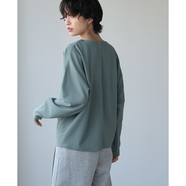 計算されたネックライン。梨地ボートネックトップス トップス プルオーバー | HAPPY急便 by VERITA.JP | 詳細画像10 