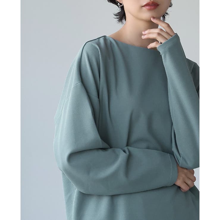 計算されたネックライン。梨地ボートネックトップス トップス プルオーバー | HAPPY急便 by VERITA.JP | 詳細画像11 