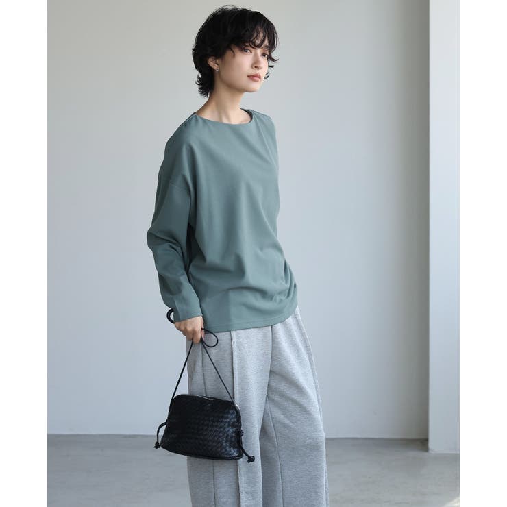 計算されたネックライン。梨地ボートネックトップス トップス プルオーバー | HAPPY急便 by VERITA.JP | 詳細画像12 