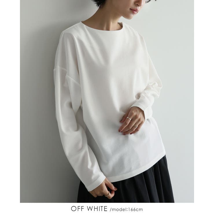 計算されたネックライン。梨地ボートネックトップス トップス プルオーバー | HAPPY急便 by VERITA.JP | 詳細画像17 