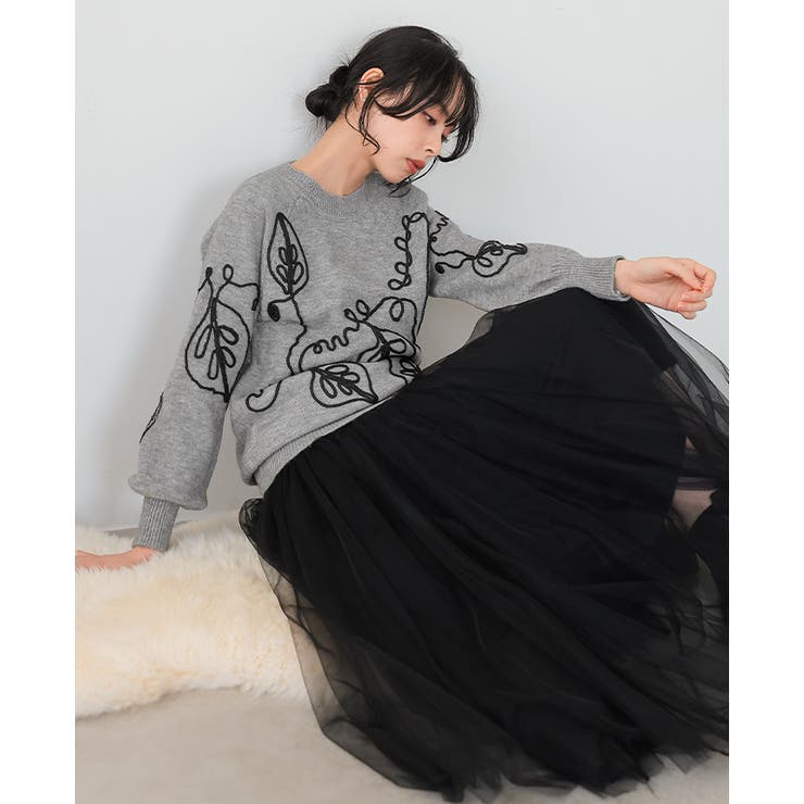 ラインで描く、華やぎニット。コード刺繍ニット ニット セーター | HAPPY急便 by VERITA.JP | 詳細画像9 