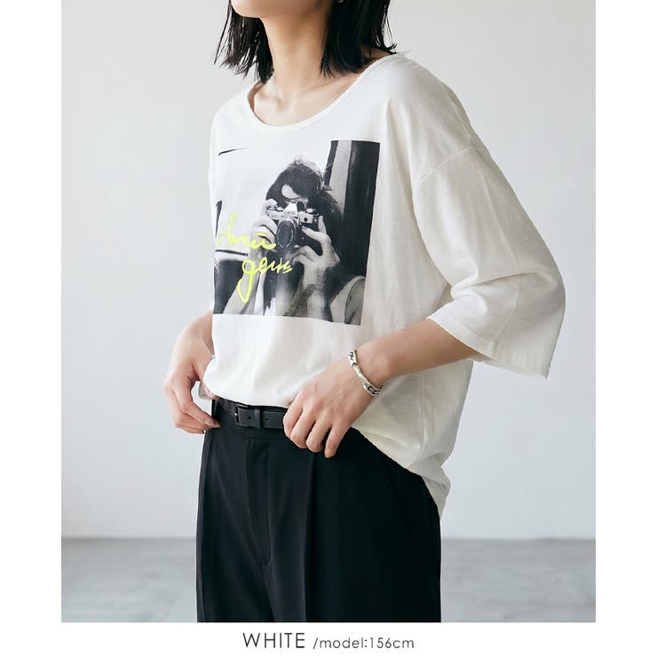 ホワイト | こなれ感を演出する大人プリント。フォトプリントプルオーバー tシャツ Tシャツ | HAPPY急便 by VERITA.JP