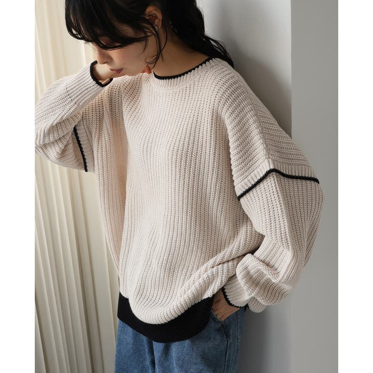 大人のカラーバランス。配色オーバーサイズニット セーター ニット | HAPPY急便 by VERITA.JP | 詳細画像18 