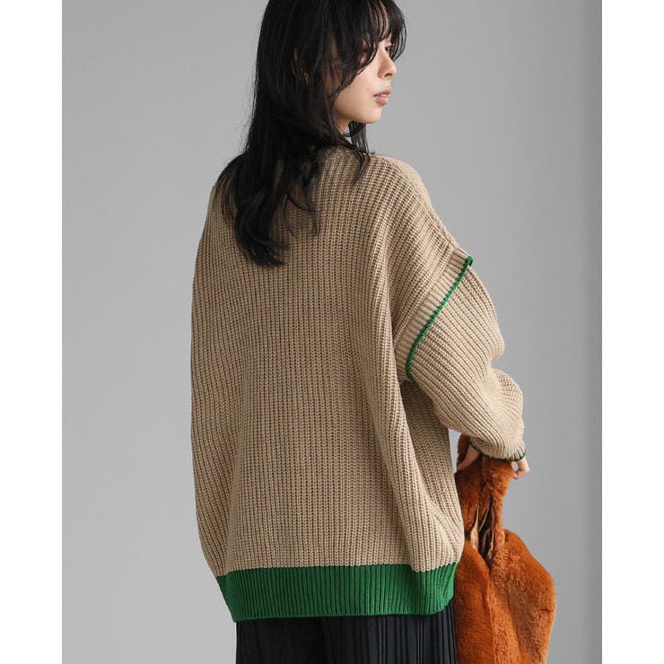 大人のカラーバランス。配色オーバーサイズニット セーター ニット | HAPPY急便 by VERITA.JP | 詳細画像7 