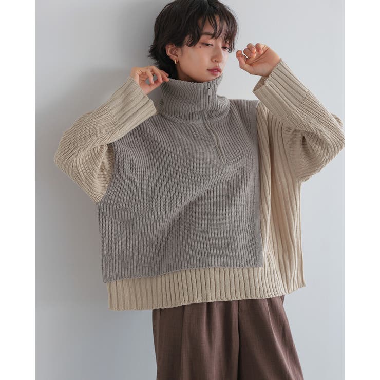 今っぽさをネックで表現。配色ハーフジップニット ニット セーター | HAPPY急便 by VERITA.JP | 詳細画像13 