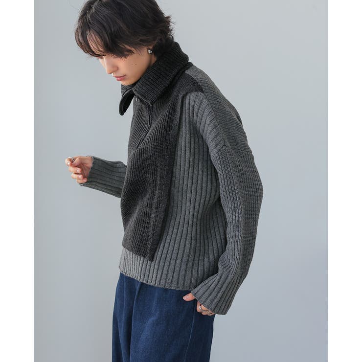 今っぽさをネックで表現。配色ハーフジップニット ニット セーター | HAPPY急便 by VERITA.JP | 詳細画像5 