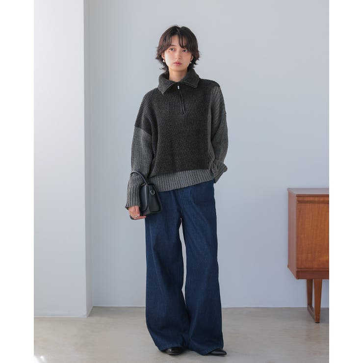 今っぽさをネックで表現。配色ハーフジップニット ニット セーター | HAPPY急便 by VERITA.JP | 詳細画像6 