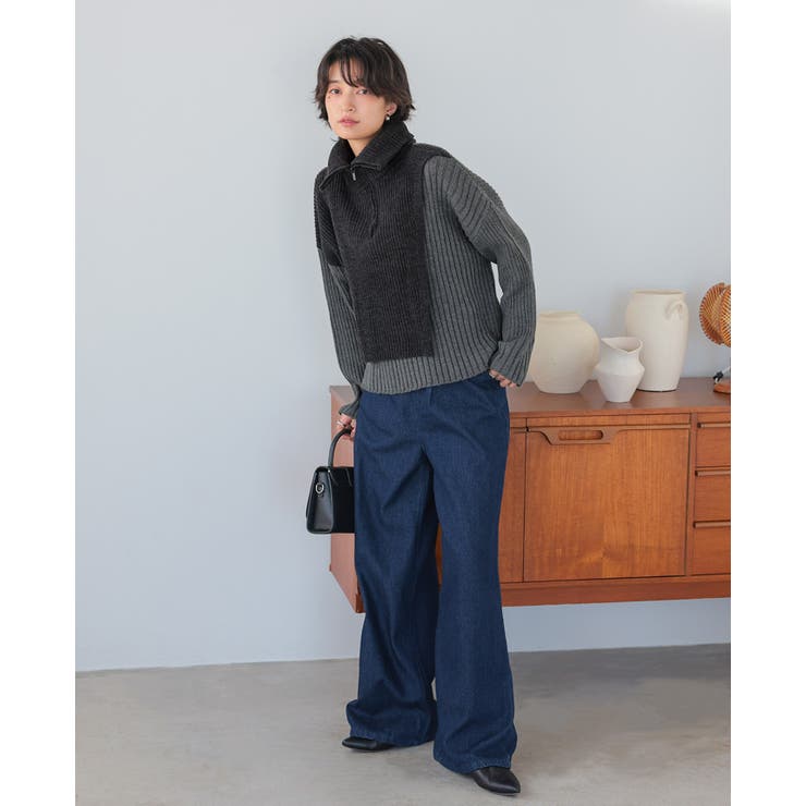 今っぽさをネックで表現。配色ハーフジップニット ニット セーター | HAPPY急便 by VERITA.JP | 詳細画像8 