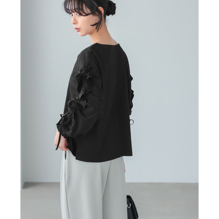 くしゅっとした袖のフリルが主役。袖シャーリングフリルトップス ブラウス ギャザー | HAPPY急便 by VERITA.JP | 詳細画像15 