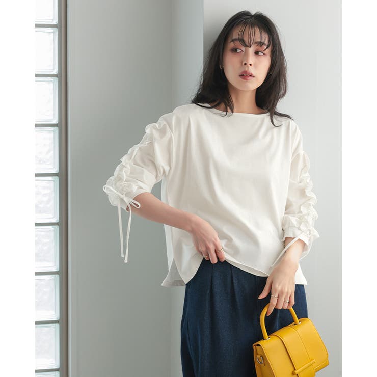 くしゅっとした袖のフリルが主役。袖シャーリングフリルトップス ブラウス ギャザー | HAPPY急便 by VERITA.JP | 詳細画像9 