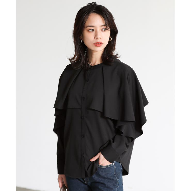 ブラック | 動くたびに揺れるシルエットが美しい。レイヤード風ブラウス ブラウス シャツ | HAPPY急便 by VERITA.JP