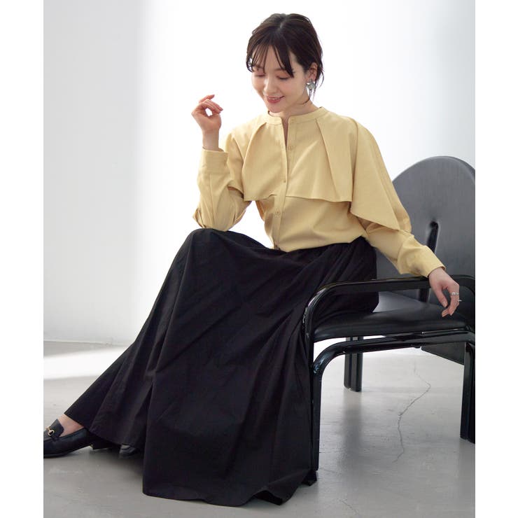 イエローベージュ | 動くたびに揺れるシルエットが美しい。レイヤード風ブラウス ブラウス シャツ | HAPPY急便 by VERITA.JP