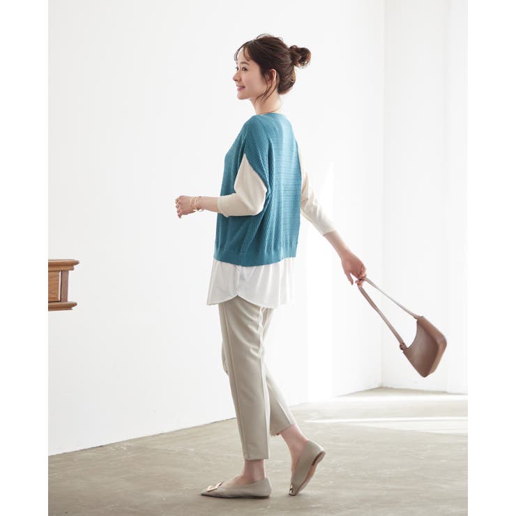 デザイン性の高い1枚。異素材切替配色ニット ニット セーター | HAPPY急便 by VERITA.JP | 詳細画像19 