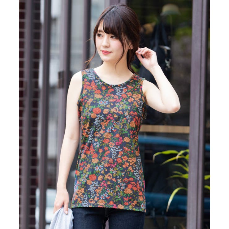 鮮やかな花たち。2way 花柄タンクトップ タンクトップ[品番
