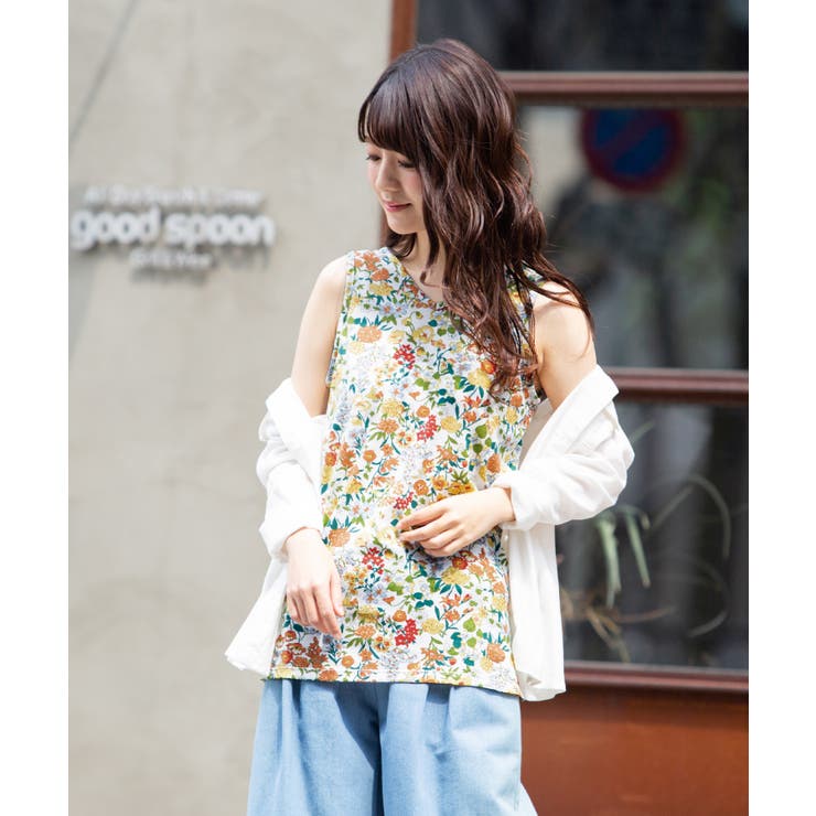 鮮やかな花たち。2way 花柄タンクトップ タンクトップ[品番