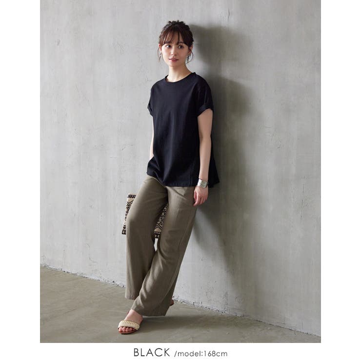 大人可愛い後ろ姿。異素材切替プルオーバー tシャツ カットソー[品番