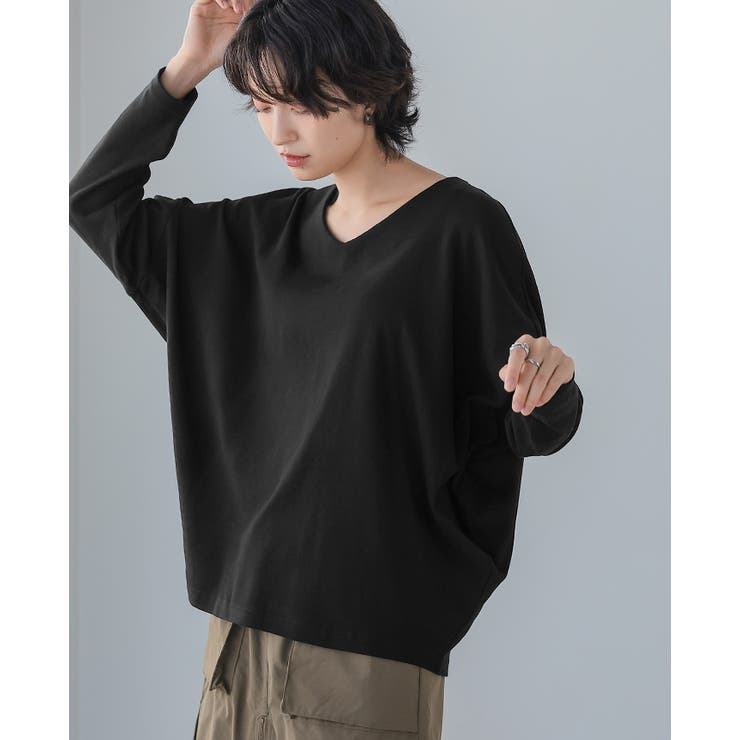 体型カバーもこなれ感もこの1枚で。ドルマンスリーブVネックTシャツ tシャツ カ… | HAPPY急便 by VERITA.JP | 詳細画像14 