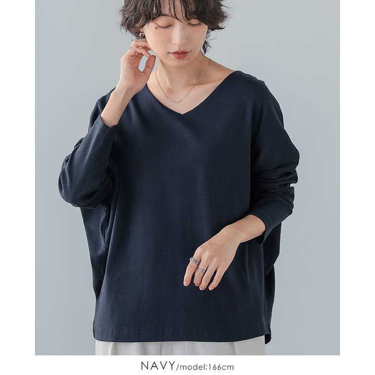 体型カバーもこなれ感もこの1枚で。ドルマンスリーブVネックTシャツ tシャツ カ… | HAPPY急便 by VERITA.JP | 詳細画像21 
