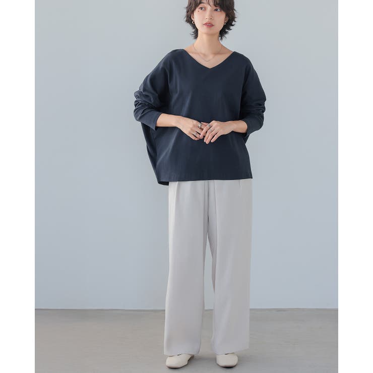 体型カバーもこなれ感もこの1枚で。ドルマンスリーブVネックTシャツ tシャツ カ… | HAPPY急便 by VERITA.JP | 詳細画像24 