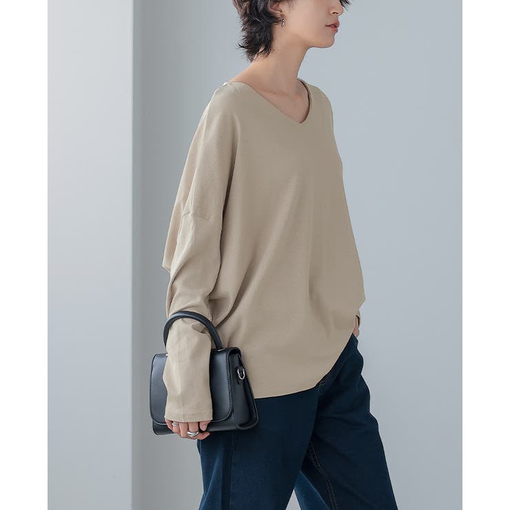 体型カバーもこなれ感もこの1枚で。ドルマンスリーブVネックTシャツ tシャツ カ… | HAPPY急便 by VERITA.JP | 詳細画像9 